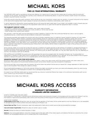 michael kors warranty policy.